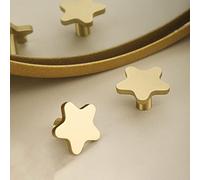 Brass Cabinet Knob Gold Knobs, Copper Drawer Knobs Star Antique for Kitchen Bathroom Cabinet Door Drawer, 2 Pack