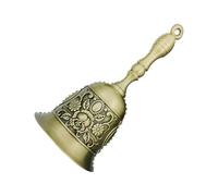 Brass Call Bell - 11.1 cm Portable Vintage Bell with Relief | Easy to Use Hand Bell | School Bell Church Bell | Retro Call Bell for Home Accessories, School, Church, H