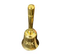 Brass Call Bell - Hand Held Ringing Instrument, Clear Loud Sound Tool, Compact Portable Bells Design, Traditional Devices | For School Classroom Dinner Event Wedding Meditation Animal Trainings