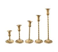 Brass Candlestick Holders Vintage Taper Candle Holders Set Perfect for Creating Warm Ambiance in Home and Events (5 Set)