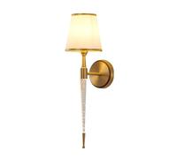 Brass Candlestick Wall Sconce, Bubble Crystal Wall Lamp with Fabric Lampshade, Postmodern Bedside Wall Light, E27 Lighting Fixture, Nordic Minimalist Wall Lamps for Living Room