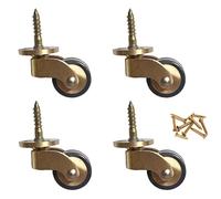 Brass Caster Wheel 4pcs Universal Casters 4X Swivel Castor Wheels 25mm,1 Inch Solid Wheels,Silent Rubber Moving for Furniture Table Trolley, Load Capacity 150kg,6 Different Shapes