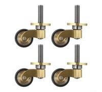 Brass Caster Wheel Kit 4pcs Featuring Full Circle Swivel And Quiet Movement For Heavy Duty Sofa Table And Shelf Repositioning