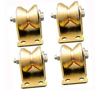 brass casters wheels Swivel Castor Wheels Rubbered 4 Rigid Heavy Duty Castors V-Shaped Rail Rollers V-Groove Steel Swivel Castor For Reverse Trac (One Colo