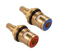 Brass Ceramic Stem Disc Cartridge Faucet Valve Replacement Quarter Turn 1/2" for Bathroom Kitchen Tap (1 Pair Hot & Cold)