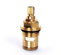 Brass Ceramic Stem Disc Cartridge Faucet Valve Replacement Quarter Turn G1/2" X 48mm x 10mm Spline Length, 20 Teeth, Faucet Cartridges (Blue)