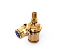 Brass Ceramic Stem Disc Cartridge Faucet Valve Replacement Quarter Turn G1/2" X 48mm x 10mm Spline Length, 20 Teeth, Faucet Cartridges (Red and Blue)
