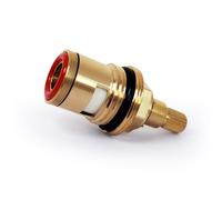 Brass Ceramic Stem Disc Cartridge Faucet Valve Replacement Quarter Turn G1/2" X 50mm x 10mm Spline Length, 20 Teeth, Faucet Cartridges (Red)