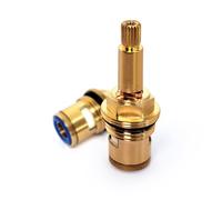 Brass Ceramic Stem Disc Cartridge Faucet Valve Replacement Quarter Turn G1/2" X 65mm x 10mm Spline Length, 20 Teeth, Faucet Cartridges (Red and Blue)