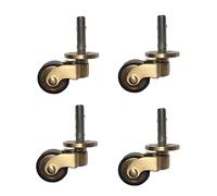 Brass Chair Casters - 4 Heavy-Duty Threaded Rod Wheels with Black Rubber for Chairs Tables & Sofas - Furniture Mobility Solutions