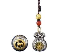Brass Chinese Dog Statue Keychain with Wealth Bag,Rotatable Lucky Bag Pendant Animal Charm Lucky Dog Key Ring,Prosperity and Fortune-Filled Wealth Bag Pendant Gift for Women Men