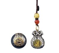Brass Chinese Dragon Statue Keychain with Wealth Bag,Rotatable Lucky Bag Pendant Animal Charm Lucky Dragon Key Ring,Prosperity and Fortune-Filled Wealth Bag Pendant Gift for Women Men