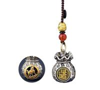 Brass Chinese Ox Statue Keychain with Wealth Bag,Rotatable Lucky Bag Pendant Animal Charm Lucky Ox Key Ring,Prosperity and Fortune-Filled Wealth Bag Pendant Gift for Women Men