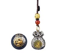 Brass Chinese Pig Statue Keychain with Wealth Bag,Rotatable Lucky Bag Pendant Animal Charm Lucky Pig Key Ring,Prosperity and Fortune-Filled Wealth Bag Pendant Gift for Women Men