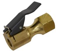 Brass Clip-On Tyre Inflator Connector With Trigger Air Valve - 1/4" Bsp Male