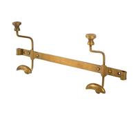 Brass Coat Hooks Wall Mounted Coat Rack Door Hooks Recycled Cast Iron Brass Finish Vintage Style Kitchen Hallway Porch Storage Pegs Traditional Style Home Storage Accessory (Double)