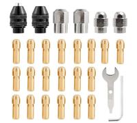 Brass Collet 28Pcs Drill Chuck Collet Set, 1/32" to 1/8" Replacement 4486 Drill Keyless Bit Chuck Shank Rotary Tool Quick Change for Grinding Drill