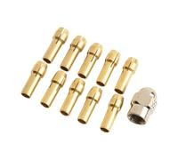 Brass Collet Chuck Set for Rotary Tools - 10-Piece 0.5 mm to 3.2 mm Adjustable Collets with M8×0.75 mm Nut, Gold-Colored Brass + Silver Nut, 1