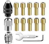 Brass Collet Keyless Chuck1/32" to 1/8" Replacement 4486 and 4485 Drill Keyless Chuck Shank Rotary Tool Quick Change Adapter Kit Compatible for Grinding Drill(A)