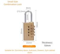 Brass Combination Padlock, 4-Digit Digital Lock, 21mm Width x 60mm Height, Tamper-Resistant Solid Brass Construction, for Gym Lockers, Toolboxes & Luggage(4 Digit 21MM)