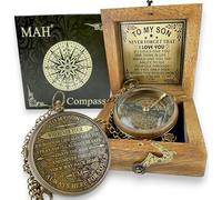 Brass Compass Gift - to My Son Never Forget That I Love You, Sentimental Keepsake Gift from Mom Dad & Grandparents for Graduation, Baptism, Confirmation, Communion, Birthday, Back to School Best Gift