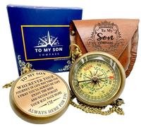 Brass Compass Gift - to My Son Never Forget That I Love You, Sentimental Keepsake Gift from Mom Dad & Grandparents for Graduation, Baptism, Confirmation, Communion, Birthday, Back to School Best Gift