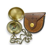 Brass Compass Gift with Chain & Leather Case - Antique Finish, Inspirational Graduation Gift for Son, Boys, College, High School, Motivational Keepsake for Him, Unique Birthday Gift, Meaningful Gift