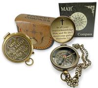 Brass Compass - “May Your Faith Always Guide You” - Handcrafted Christian Gift for Graduation, Baptism, Christmas, Easter & Thanksgiving - Religious Keepsake Compass with Inspirational Scripture