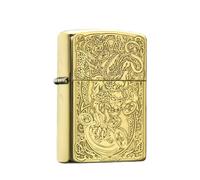Brass Compatible Lighter Case, Eastern Fortune God Design, Durable Oil Lighter Outer Shell for Collectors and Daily Use