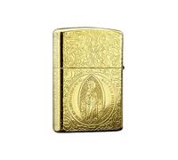 Brass Compatible Lighter Case, Eastern Fortune God Design, Durable Oil Lighter Outer Shell for Collectors and Daily Use