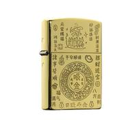 Brass Compatible Lighter Case, Eastern Fortune God Design, Durable Oil Lighter Outer Shell for Collectors and Daily Use