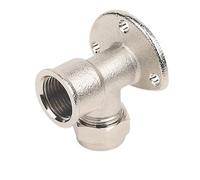 Brass Compression Adapting 90° Wall Plate Elbow 15MM X 1/2", Compression x BSP Female, Suitable for Drinking Water, Suitable for Water Systems, 1 in Pack
