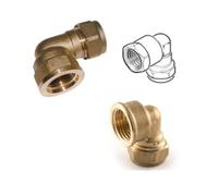 Brass Compression Elbow Fitting, 22mm x 3/4 Inch Female Iron, 90 Degree, WRAS Approved, Pack of 3