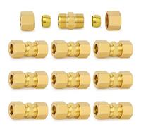 Brass Compression Tube Fitting, 1/4" OD x 1/4" OD Compression Union Connector(10-PACK)