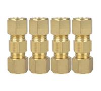 Brass Compression Tube Fitting 1/4" Pipe Connector Set of 4 4" Pipe Connector for Home Appliances Refrigerator Water Supply Line