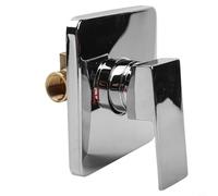 Brass Concealed Shower Mixing Valve Body for Hot and Cold Water, Wall-Mounted Square Thermostatic Valve with 1/2 Inch Inlet, Black Finish - Bath(Silver)