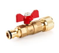 Brass Connector with Control Valve, Quick Release in Line Water Shut Off Valve for Join Garden Hose Pipe Tube Hose Reels and Tanks (Brass One Male and One Female)