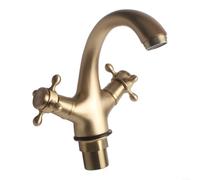 Brass Construction Bathroom Faucet Featuring Dual Lever Handles and Full Rotation Spout for Hot Cold Water Mixing at Basin Sink (Bronze)
