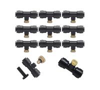 Brass Copper Atomizing Nozzle, 10pcs Brass Misting Nozzles 0.1-0.8mm with 1/4'' Slip-Lock Tees for Outdoor Cooling Garden(0.5mm)