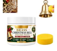Brass & Copper Polish Cream for Tarnish Removal 50g with Sponge, Gentle Non-Scratch Cleaner Restores Mirror-Like Lustre for Brass Bells, Instruments, Pots, Pans, Antiques & Decorative Metal，1pc