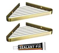 Brass Corner Shower Shelf with Basket Antique Bronze Metal Sto for Bathroom & Kitchen Se nizer WallMounted Corner Rack SpaceSaving Design