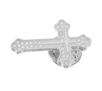 Brass Cross Brooch Pin with Zircon for Men Suit Accessory | Elegant Lightweight Style, for Business Meetings and Special Events
