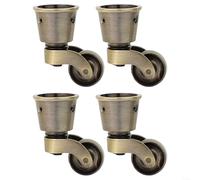 Brass CupShaped Swivel Casters Retro Rubber Wheels with Silent Bearings and Screws for Furniture - 4 HeavyDuty Rolling Wheels for Easy Mobility