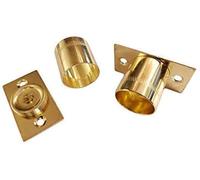 Brass Curtain Recess Rod Brackets 25mm Straight Pole Support Sockets