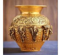 Brass Dashavatara Kalash - Sacred Pot Depicting The Ten Incarnations of Lord Vishnu