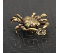 Brass Décor,Bronze Statue,4.7x5.2x0.9cm Brass Crab Chinese Antique Coin Small Statue Feng Shui Ornaments Bring Lucky Fortune Home Decoration Men Car Key Chains Pendants