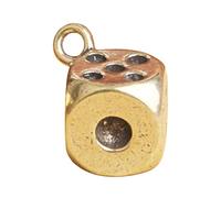 Brass Dice Keychain Ornaments Feng Shui DIY Figurine Punk Key Chain Pendants