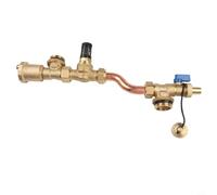 Brass Differential Bypass Valve for Floor Heating Manifold Systems with Automatic Activation at Set Pressure and Dual Scale Readings in bar and mH2O (Brass)
