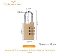 Brass Digital Combination Padlock, 4-Digit Password Lock for Gym Locker, Toolbox, Luggage & Cabinet Doors, Solid Construction with Rust-Resistant Gold Finish(3 Digit 28MM)