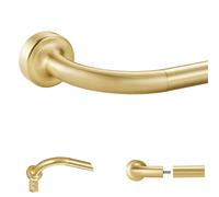 Brass Disc Curtain Rods, 28-48 Inches Window Curtain Rod,Adjustable Room Darkening Curtain Rod with Aluminum Finials and Brackets,Wrap Around Design